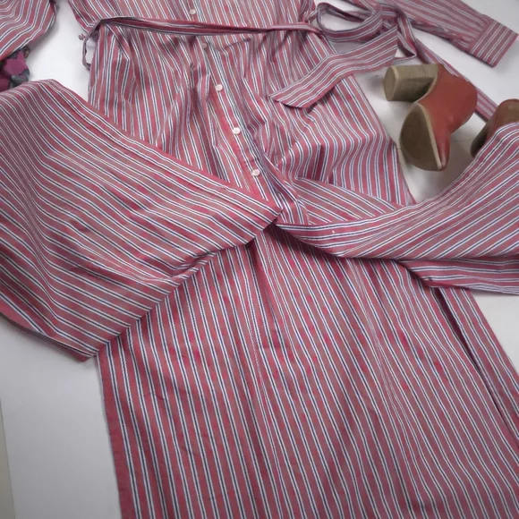 New Southern Tide Striped Red and White Womens Belted Pocketed Maxi Dress Sz S - Picture 10 of 15